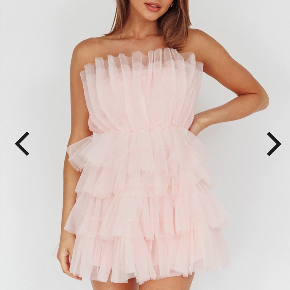 Selfie Leslie Pink Strapless Tulle Dress